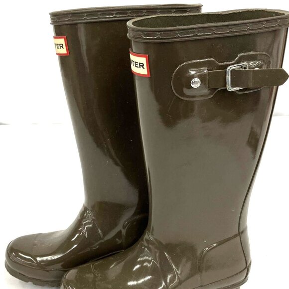 GIRLS HUNTER RAIN BOOTS SIZE 1 HUNTER GREEN IN EXCELLENT CONDITION - Picture 4 of 4